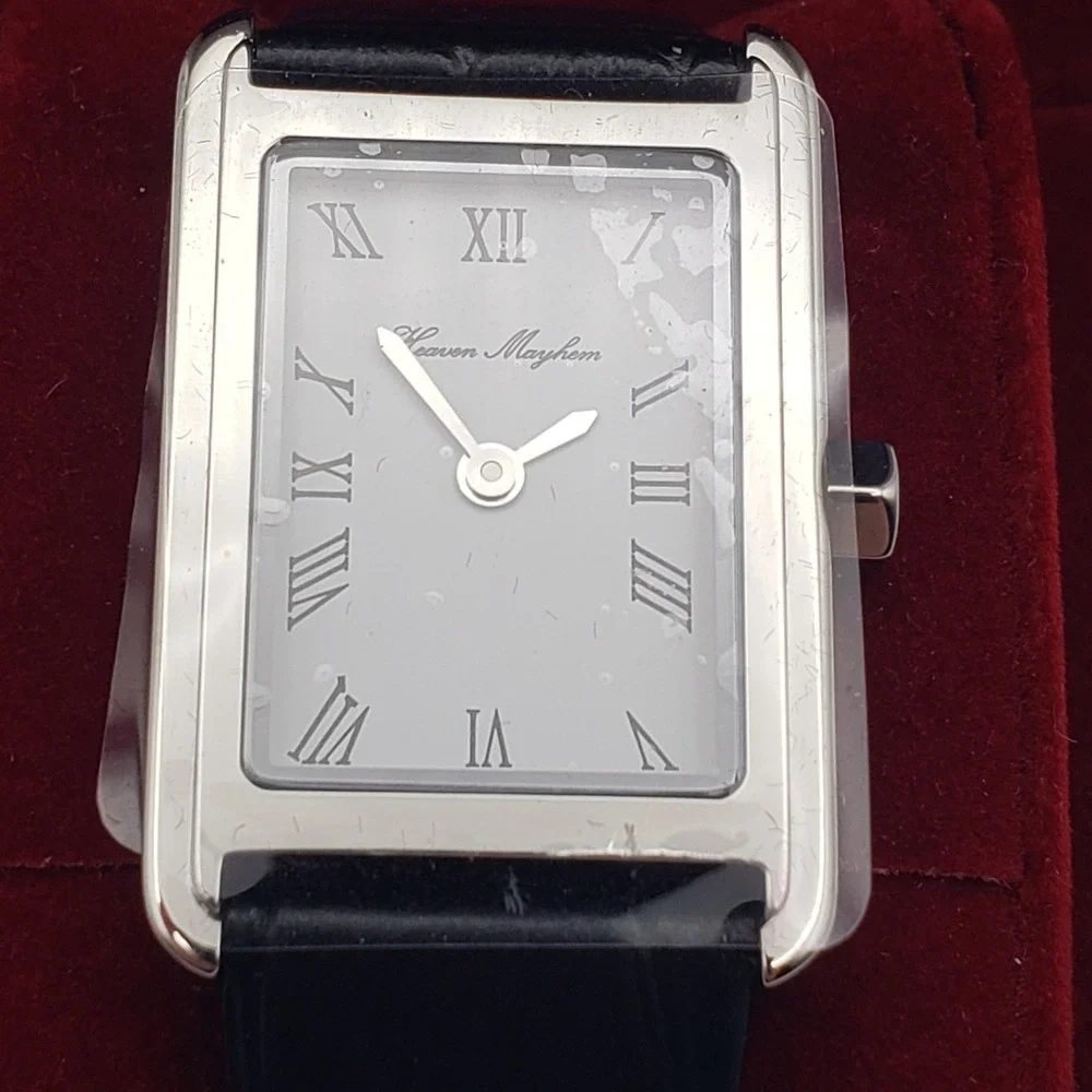 Heaven Mayhem Icon Watch Women Silver Black Leather Roman Numeral HMNK-05007